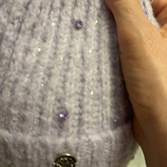 Steve Madden lavendar beanie with crystals and rhinestones stones - Picture 2 of 6